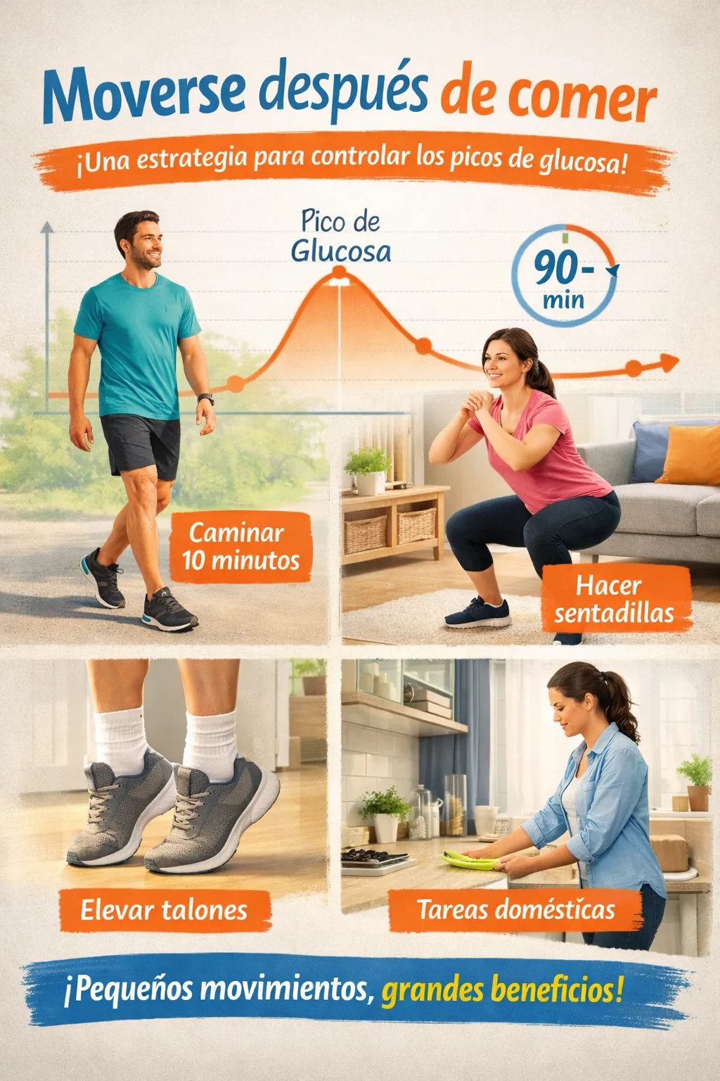 {'en': 'Moving after eating: a simple strategy to control glucose spikes', 'es': 'Moverse después de comer: una estrategia sencilla para controlar los picos de glucosa'} Image