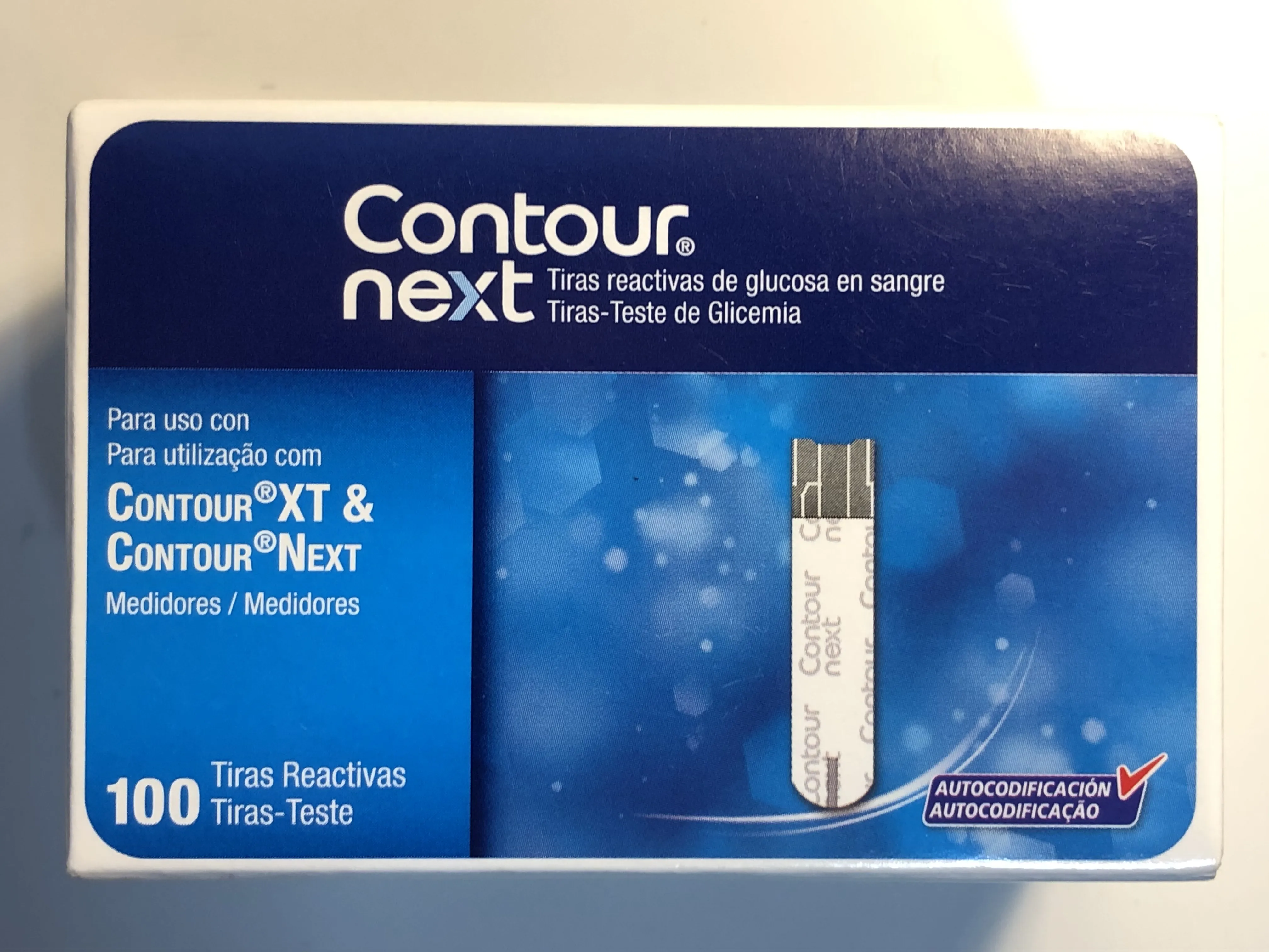 {'en': 'Contactive strips contaur Next', 'es': 'Tiras reactivas Contour Next'} Image