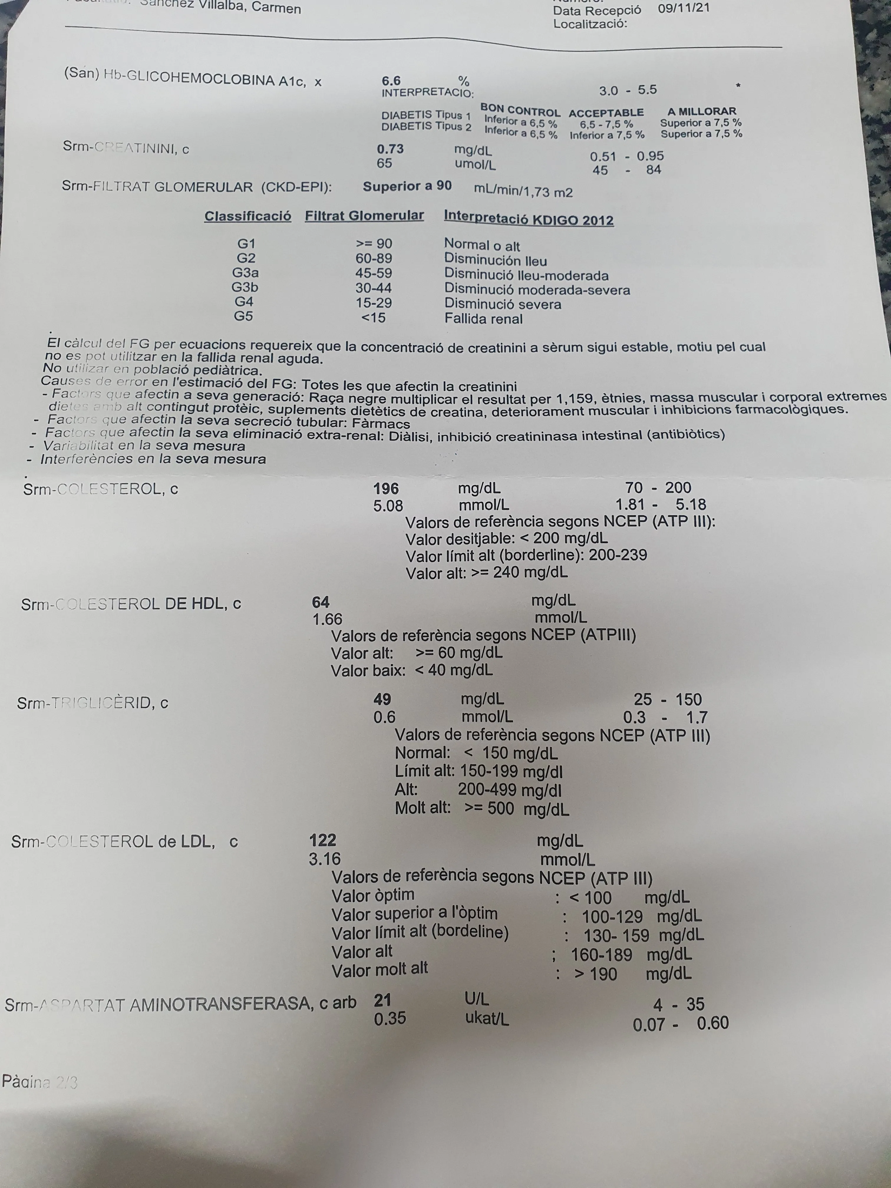 {'en': 'Analytical result', 'es': 'Resultado analítica'} Image